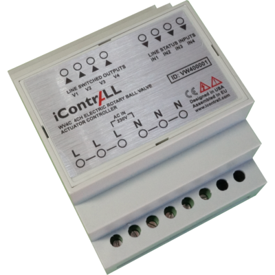 iContrALL WV4C - 4 csatornás vízelzáró vezérlő, DIN sínre szerelhető